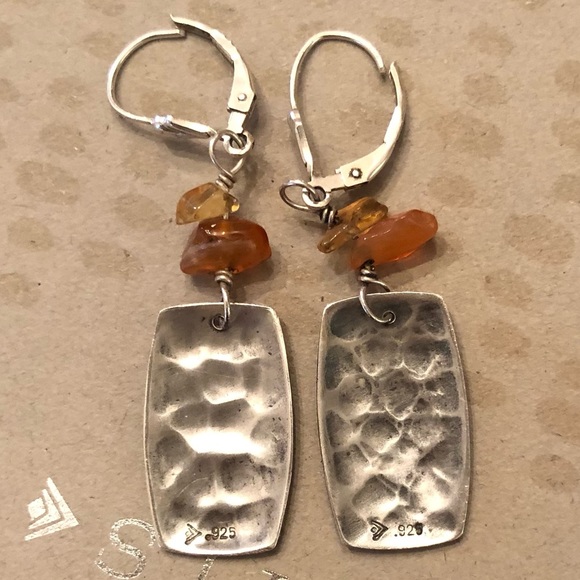 Rare Vintage Silpada Sterling Silver Citrine and Carnelian Stone Earrings W0887 - Picture 8 of 16